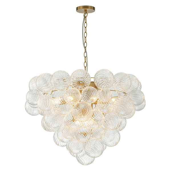 Thehouselights-Glam Cluster Grape Ribbed Glass Bubble Chandelier-Chandelier-Brass-