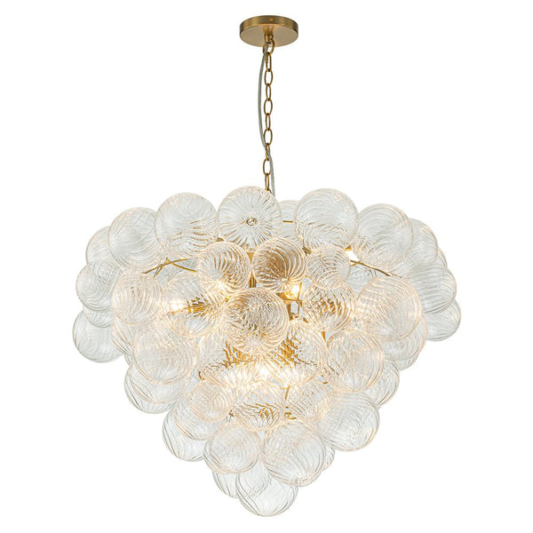 Thehouselights-Glam Cluster Grape Ribbed Glass Bubble Chandelier-Chandelier-Brass-