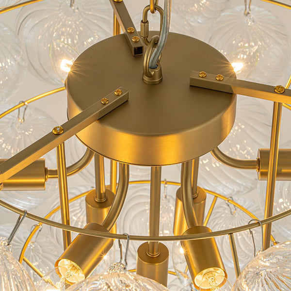 Thehouselights-Glam Cluster Grape Ribbed Glass Bubble Chandelier-Chandelier-Brass-