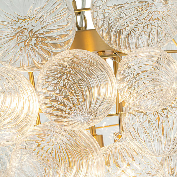 Thehouselights-Glam Cluster Grape Ribbed Glass Bubble Chandelier-Chandelier-Brass-