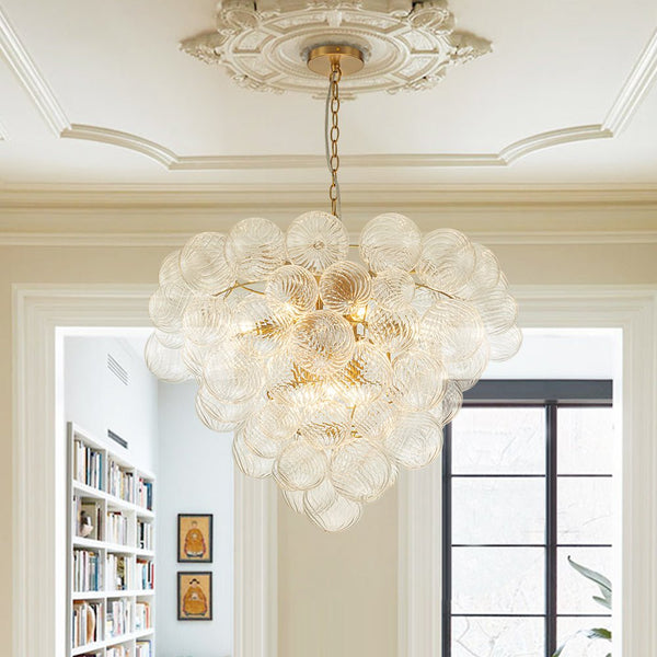 Thehouselights-Glam Cluster Grape Ribbed Glass Bubble Chandelier-Chandelier-Brass-