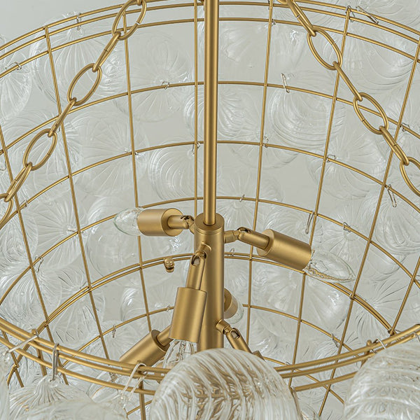 Thehouselights-Glam Luxury Large Cluster Grape Ribbed Glass Bubble Entry Chandelier-Chandelier-Brass-