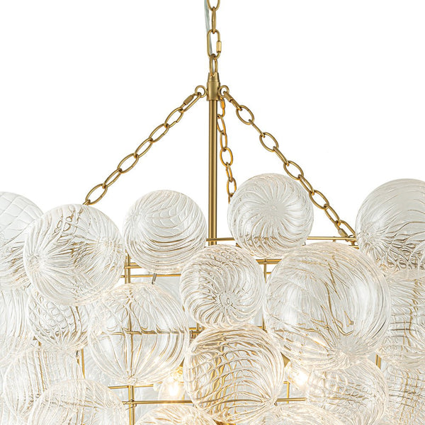 Thehouselights-Glam Luxury Large Cluster Grape Ribbed Glass Bubble Entry Chandelier-Chandelier-Brass-