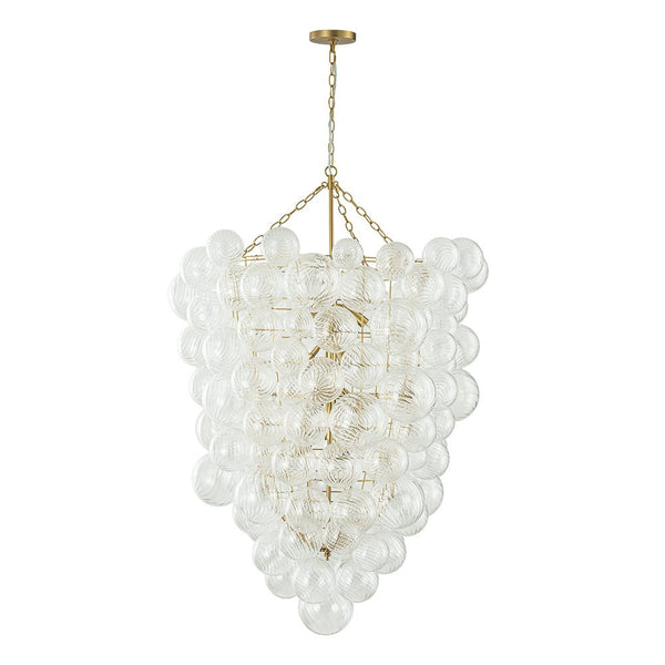 Thehouselights-Glam Luxury Large Cluster Grape Ribbed Glass Bubble Entry Chandelier-Chandelier-Brass-