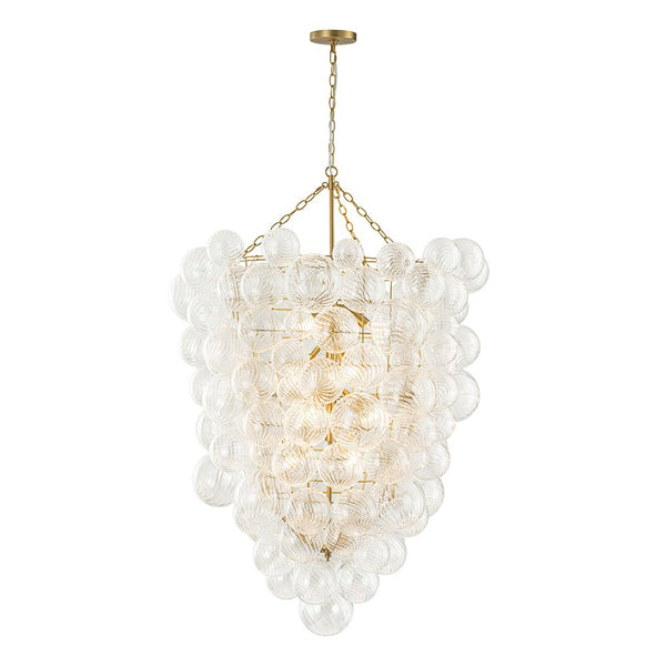 Thehouselights-Glam Luxury Large Cluster Grape Ribbed Glass Bubble Entry Chandelier-Chandelier-Brass-