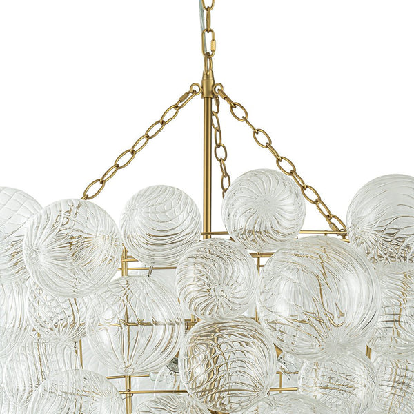 Thehouselights-Glam Luxury Large Cluster Grape Ribbed Glass Bubble Entry Chandelier-Chandelier-Brass-