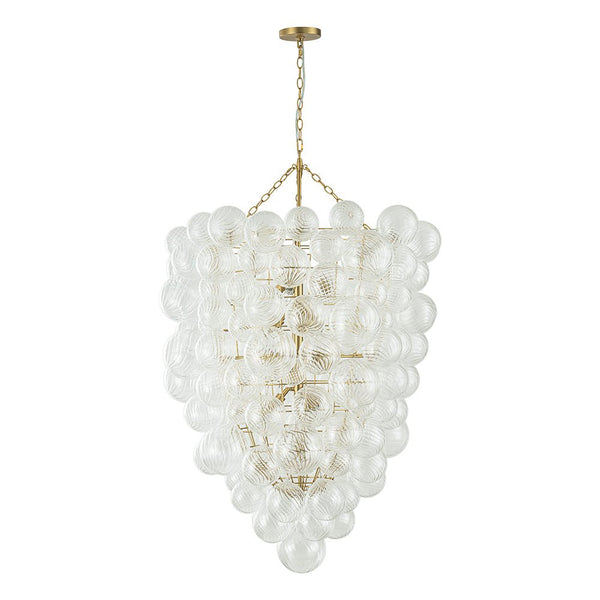 Thehouselights-Glam Luxury Large Cluster Grape Ribbed Glass Bubble Entry Chandelier-Chandelier-Brass-