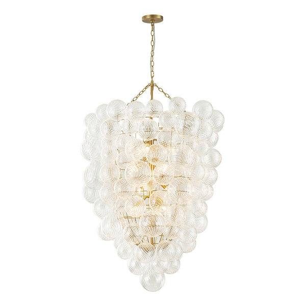 Thehouselights-Glam Luxury Large Cluster Grape Ribbed Glass Bubble Entry Chandelier-Chandelier-Brass-