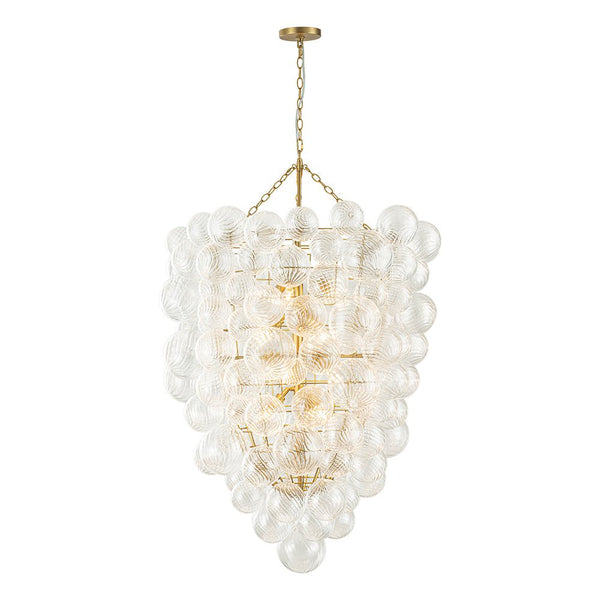 Thehouselights-Glam Luxury Large Cluster Grape Ribbed Glass Bubble Entry Chandelier-Chandelier-Brass-