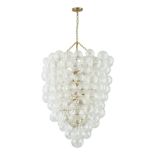 Thehouselights-Glam Luxury Large Cluster Grape Ribbed Glass Bubble Entry Chandelier-Chandelier-Brass-