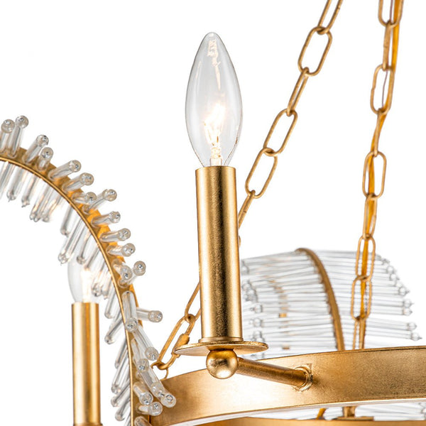 Thehouselights-Glam Modern Crystal Leaf Chandelier-Chandelier--