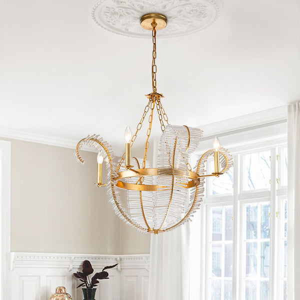 Thehouselights-Glam Modern Crystal Leaf Chandelier-Chandelier--