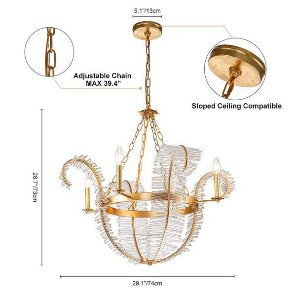 Thehouselights-Glam Modern Crystal Leaf Chandelier-Chandelier--