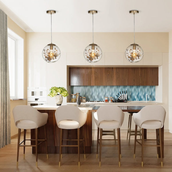 Thehouselights-Glass Ball Pendant Lighting with Branching Leaves Design-Pendant--