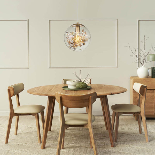 Thehouselights-Glass Ball Pendant Lighting with Branching Leaves Design-Pendant--