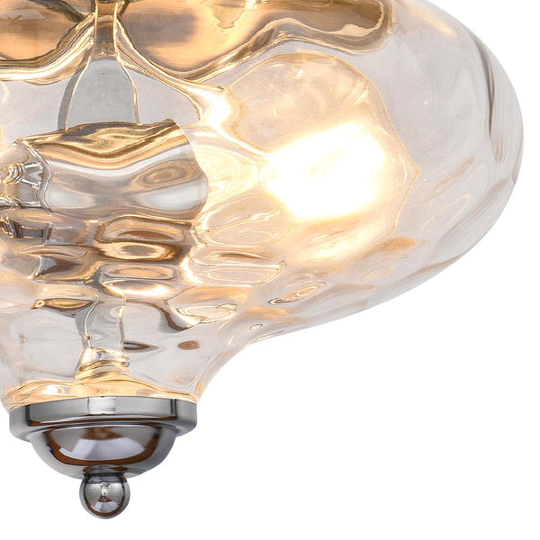 Thehouselights-Hammered Glass Bowl Ceiling Light in Chrome-Flush Mount--
