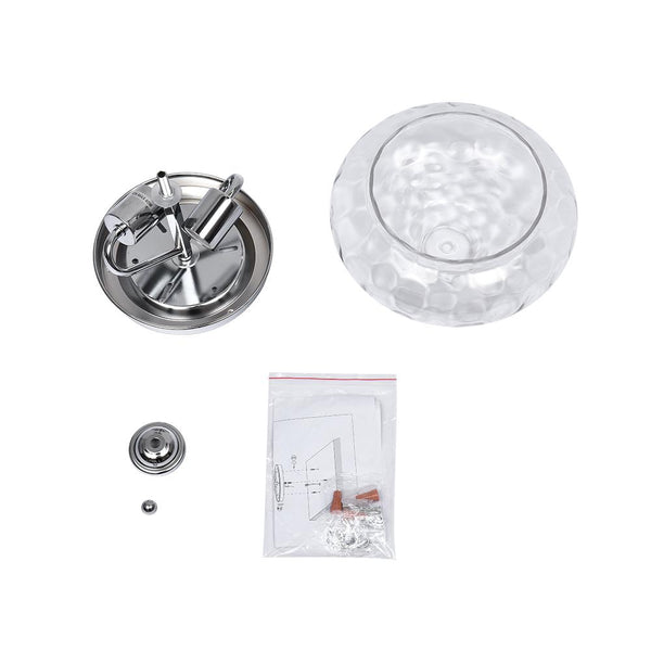 Thehouselights-Hammered Glass Bowl Ceiling Light in Chrome-Flush Mount--