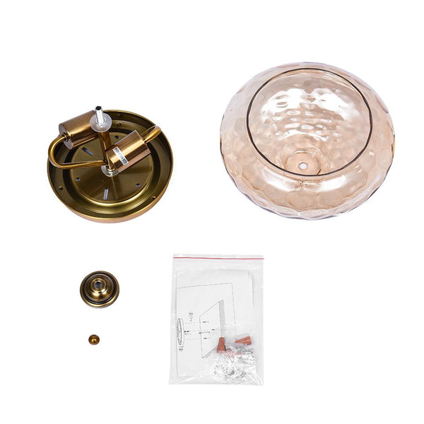 Thehouselights-Hammered Glass Bowl Ceiling Light in Gold-Flush Mount--