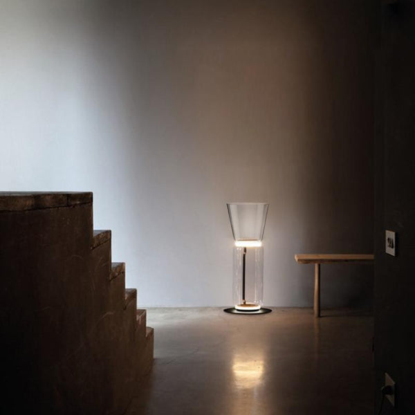 Thehouselights-Hand-blown Transparent Glass Cylinder Table Lamp Floor Lamp-Table Lamp--