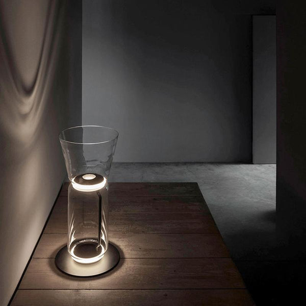 Thehouselights-Hand-blown Transparent Glass Cylinder Table Lamp Floor Lamp-Table Lamp--