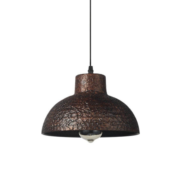 Thehouselights-Handmade Textured Painted Industrial Dome Pendant Light-Pendant-Black-