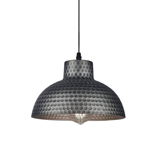 Thehouselights-Handmade Textured Painted Industrial Dome Pendant Light-Pendant-Black-