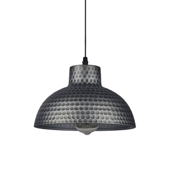 Thehouselights-Handmade Textured Painted Industrial Dome Pendant Light-Pendant-Black-