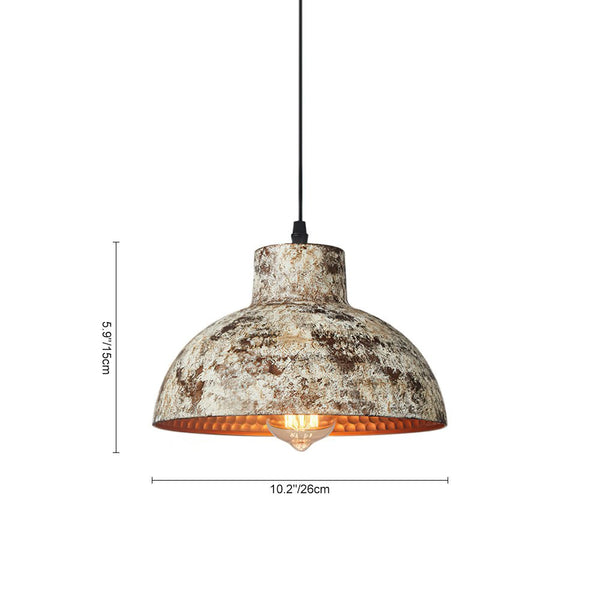 Thehouselights-Handmade Textured Painted Industrial Dome Pendant Light-Pendant-Black-