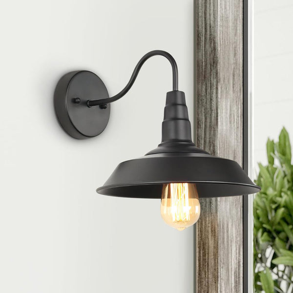 Thehouselights-Industrial Black Single Sconce Light-Wall Lights--