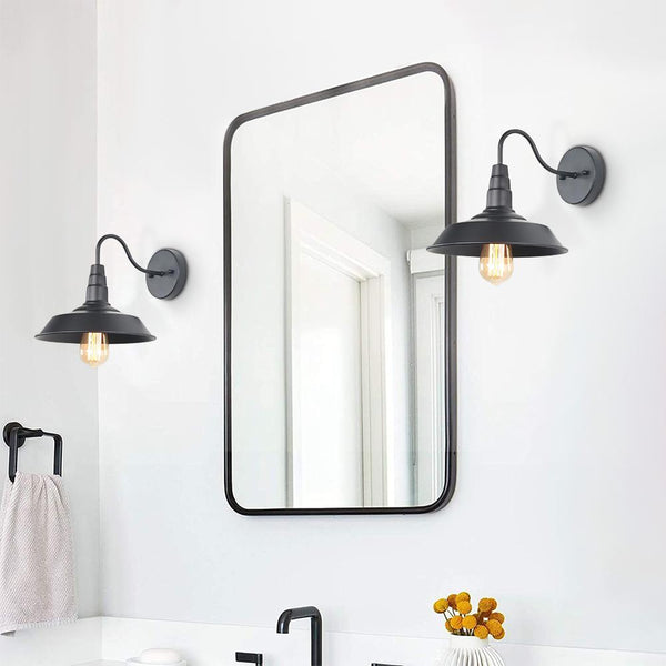 Thehouselights-Industrial Black Single Sconce Light-Wall Lights--