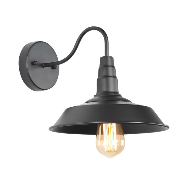 Thehouselights-Industrial Black Single Sconce Light-Wall Lights--