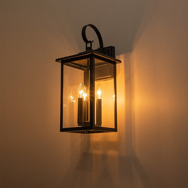 Thehouselights-IP23 Clear Glass Lantern Outdoor Wall Sconce-Wall Lights-1 Pack-