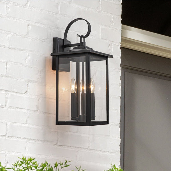 Thehouselights-IP23 Clear Glass Lantern Outdoor Wall Sconce-Wall Lights-1 Pack-