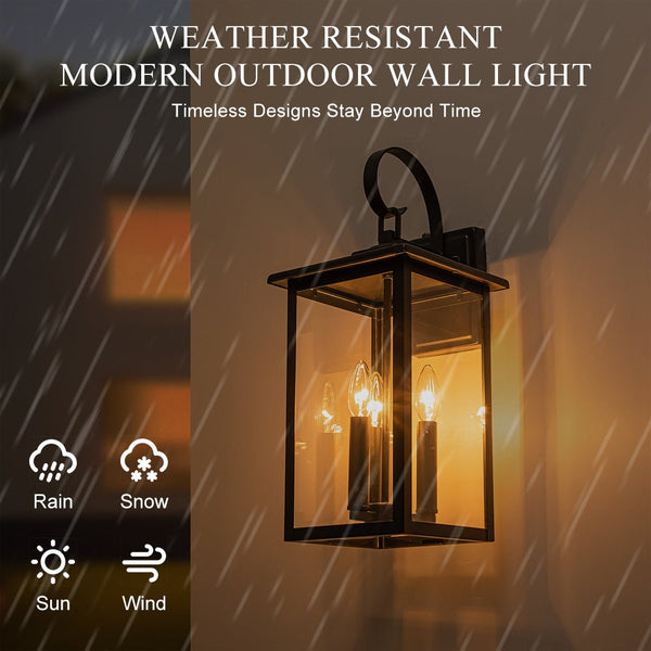 Thehouselights-IP23 Clear Glass Lantern Outdoor Wall Sconce-Wall Lights-1 Pack-