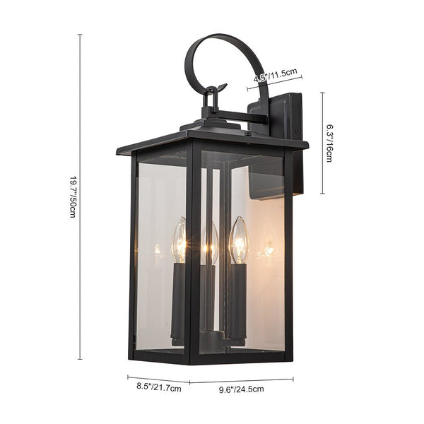 Thehouselights-IP23 Clear Glass Lantern Outdoor Wall Sconce-Wall Lights-1 Pack-