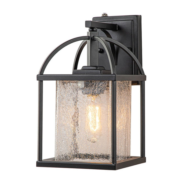 Thehouselights-IP23 Lantern Crackle Glass Outdoor Wall Sconce-Wall Lights-2 Pack-