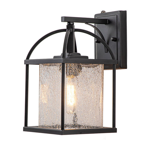 Thehouselights-IP23 Lantern Crackle Glass Outdoor Wall Sconce-Wall Lights-2 Pack-