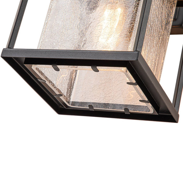 Thehouselights-IP23 Lantern Crackle Glass Outdoor Wall Sconce-Wall Lights-2 Pack-