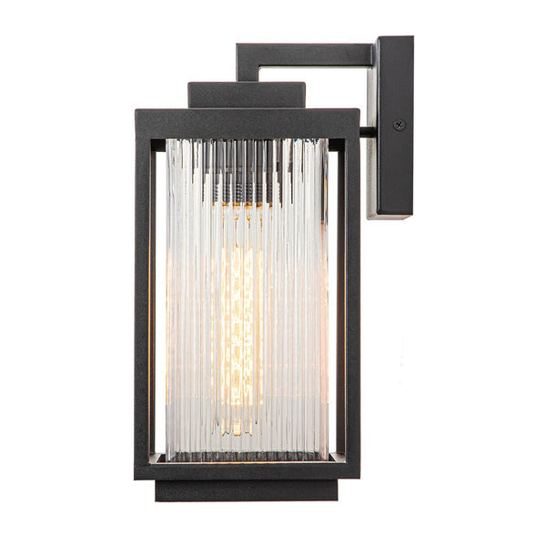 Thehouselights-IP23 Striped Glass Lantern Outdoor Wall Sconce-Wall Lights-2 Pack-