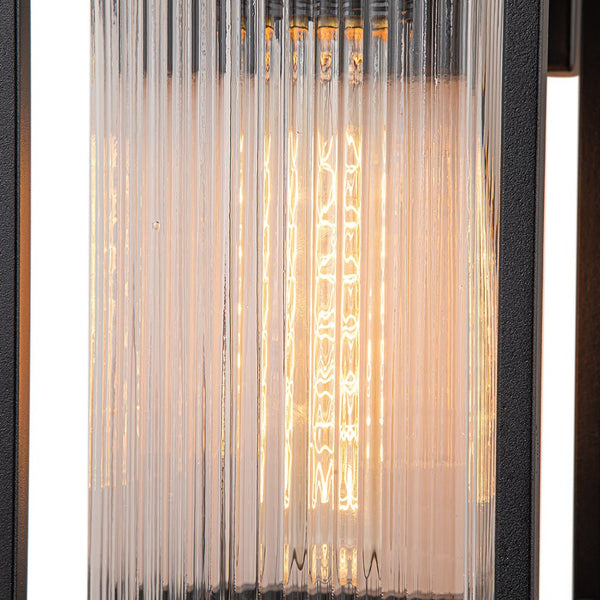 Thehouselights-IP23 Striped Glass Lantern Outdoor Wall Sconce-Wall Lights-2 Pack-