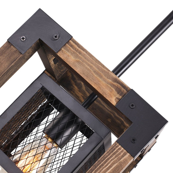 Thehouselights-Kitchen Industrial Rustic Wood Pendant Light-Pendant--
