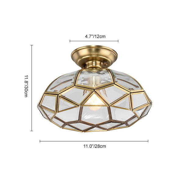 Thehouselights-Lantern Geometric Panel Semi Flush Mount-Ceiling Light--