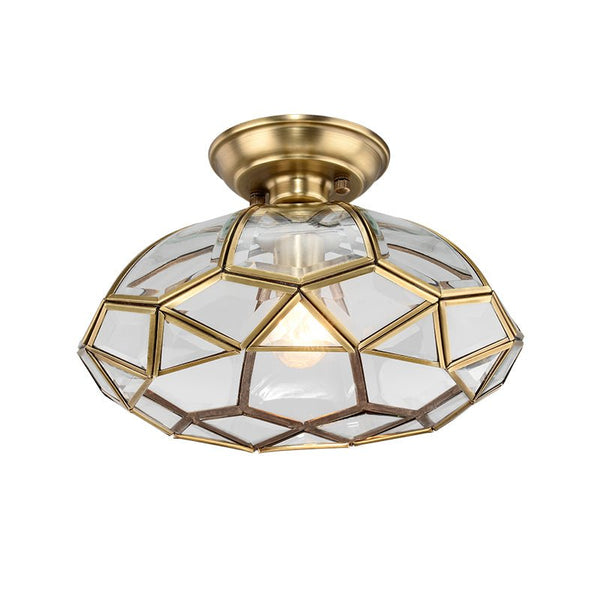 Thehouselights-Lantern Geometric Panel Semi Flush Mount-Ceiling Light--