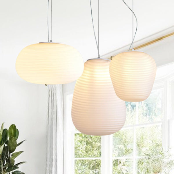 Thehouselights-Lantern Ribbed Glass Pendant Light-Pendant-S-