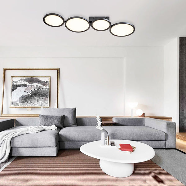 Thehouselights-LED Flush Mount Light with Four Circular Rings in Warm White-Ceiling Light--