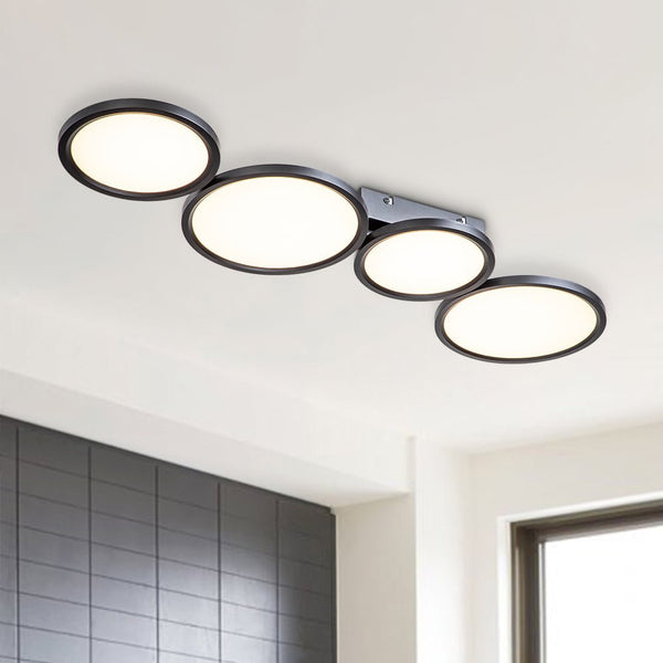 Thehouselights-LED Flush Mount Light with Four Circular Rings in Warm White-Ceiling Light--