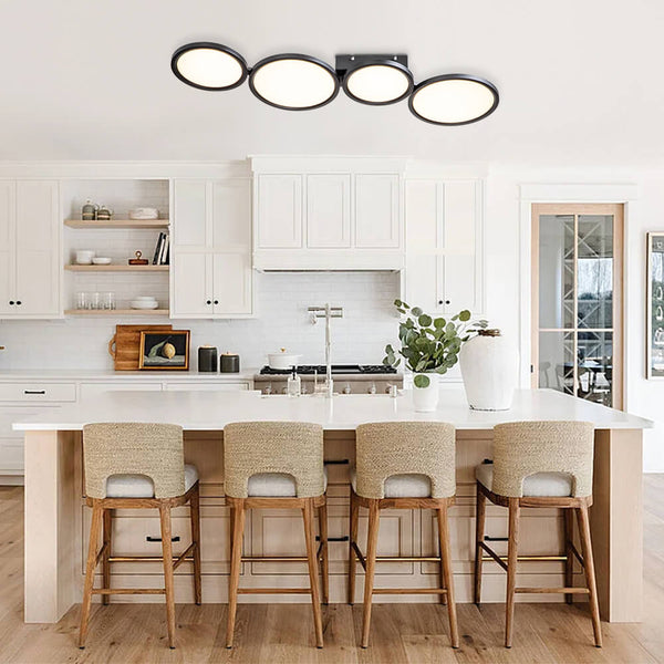 Thehouselights-LED Flush Mount Light with Four Circular Rings in Warm White-Ceiling Light--