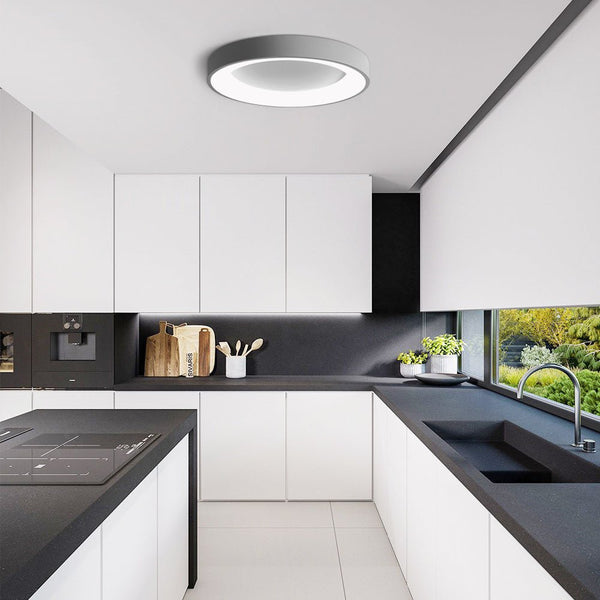 Thehouselights-LED Grey Round Flush Mount Ceiling Light-Ceiling Light-Cool White-