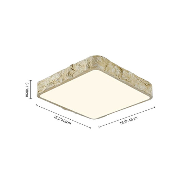 Thehouselights-LED Nordic Stone Rock Design Square Flush Mount-Ceiling Light-Black-63 cm.