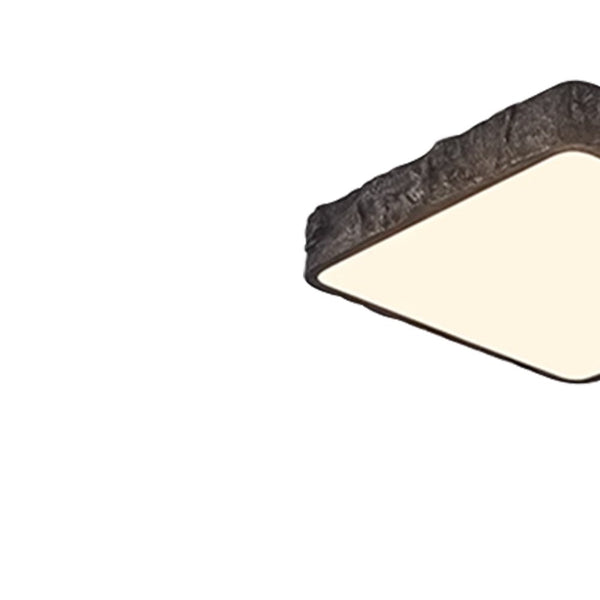 Thehouselights-LED Nordic Stone Rock Design Square Flush Mount-Ceiling Light-Black-63 cm.